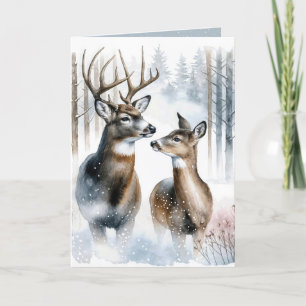 Christmas Buck und Doe Watercolor Feiertagskarte