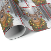 Christmas Buck Wearing a Wreath Geschenkpapier (Rolleneckpunkt)