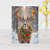 Christmas Buck With a Glowing Wreath Karte (Gelbe Blume)