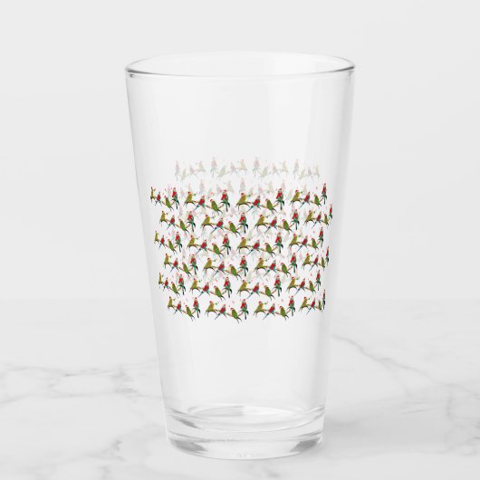 Christmas Budgie Frenzy Glas (Vorderseite)