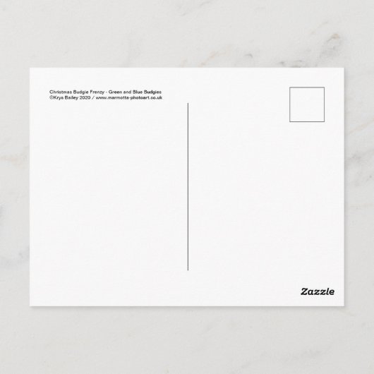 Christmas Budgie Frenzy Postcard Postkarte (Rückseite)