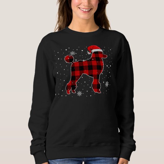 Christmas Buffalo Kariert Dog Christmas Poodle Pa Sweatshirt (Vorderseite)