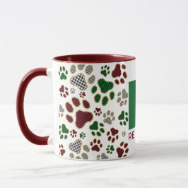 Christmas Buffalo Kariert Dog Paw Monogram Tasse