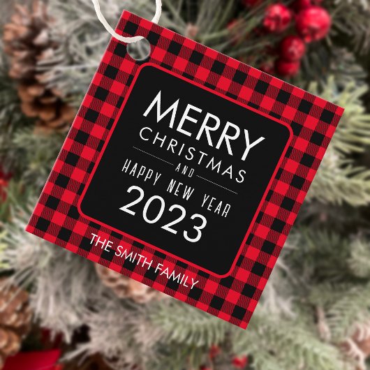 Christmas Buffalo Kariert Geschenkanhänger