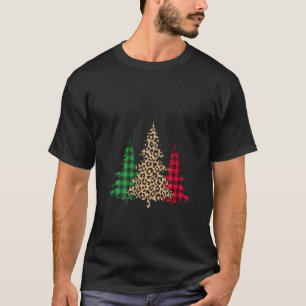 Christmas Buffalo Kariert Leopard Bäume Grafischer T-Shirt
