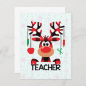 Christmas Buffalo Kariert Teacher Dankeskarte (Vorne/Hinten)