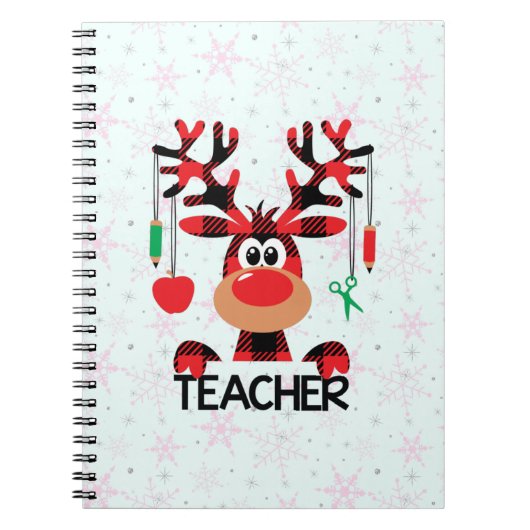 Christmas Buffalo Kariert Teacher Notizblock (Vorderseite)