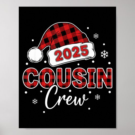 Christmas Buffalo Plaid 2025 Cousin Crew Santa Hat Poster (Vorne)