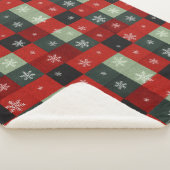 Christmas Buffalo Plaid Snowflakes Red Green Sherpadecke (3/4)