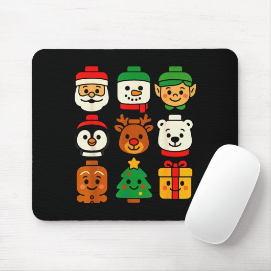 Christmas Building Brick Santa Elf Snowman Xmas Bo Mousepad (Mit Mouse)