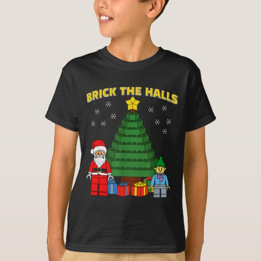 Christmas Building Bricks Brick The Halls Block Bu T-Shirt (Vorderseite)