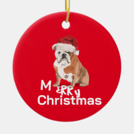 Christmas Bull Dog Frory Gruß Keramik Ornament