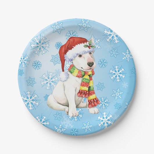Christmas Bull Terrier Pappteller (Vorderseite)