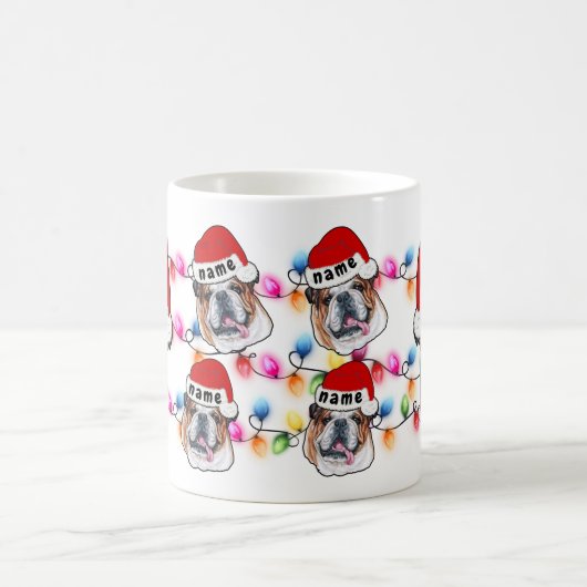 Christmas Bulldog Head Weihnachtsmannmütze Hund Lo Kaffeetasse (Mittel)
