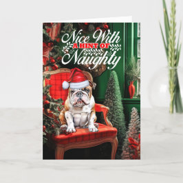 Christmas Bulldog Hund nackt oder nett Feiertagskarte