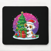 Christmas Bulldog Santa Hat Xmas Bulldog Lover Men Mousepad (Vorne)