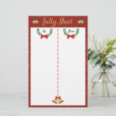 Christmas Bunco Party Game Tally Sheet (Stehend Vorderseite)