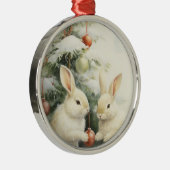 Christmas Bunnies Tree Ornament Aus Metall (Rechts)