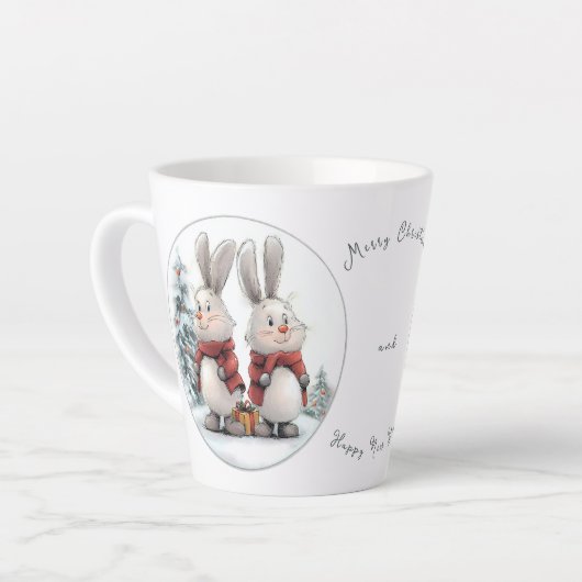 Christmas Bunny and gift Milchtasse (Linke Ecke)