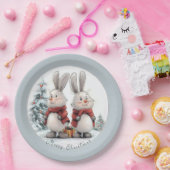 Christmas Bunny and gift Pappteller (Party)