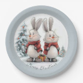 Christmas Bunny and gift Pappteller (Vorderseite)