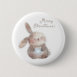 Christmas Bunny and Snowflake Button