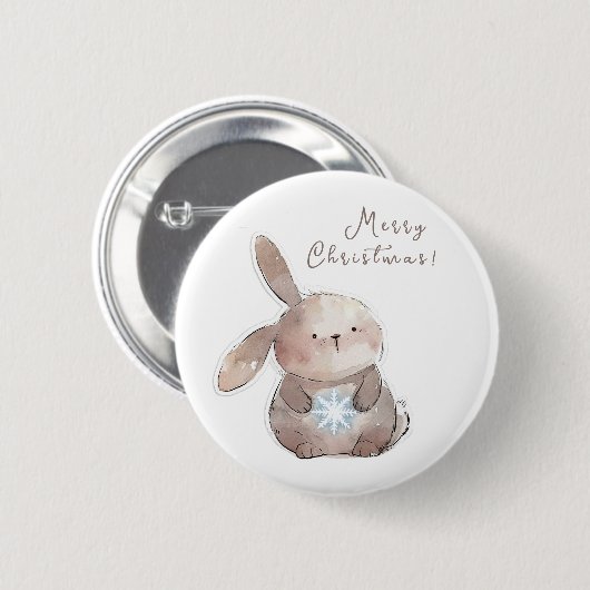 Christmas Bunny and Snowflake Button (Vorne & Hinten)