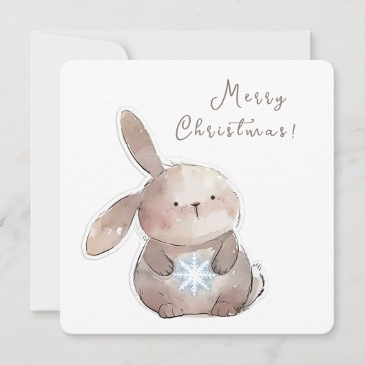 Christmas Bunny and Snowflake Einladung (Vorderseite)