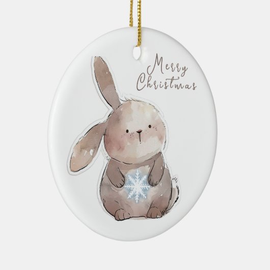 Christmas Bunny and Snowflake Keramik Ornament (Rechts)