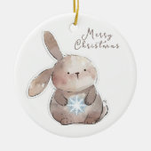 Christmas Bunny and Snowflake Keramik Ornament (Vorne)