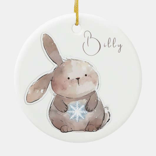 Christmas Bunny and Snowflake Keramik Ornament (Hinten)