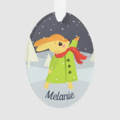 Christmas Bunny Catching Snowflakes Ornament (Rückseite)