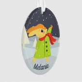 Christmas Bunny Catching Snowflakes Ornament (Vorderseite)