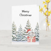 Christmas Bunny in a Box Karte (Gelbe Blume)