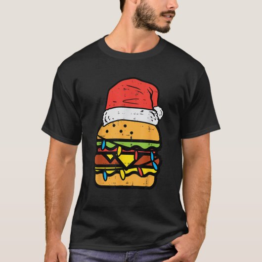 Christmas Burger Santa Funny Xmas Food Lover Men W T-Shirt (Vorderseite)