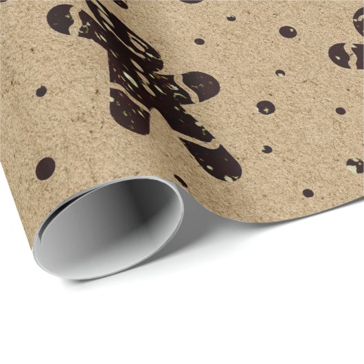 Christmas Burgunde Glitzer Gingerbread Man Kraft Geschenkpapier (Rolleneckpunkt)