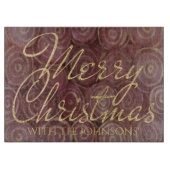Christmas Burgundy and Gold Swirls Schneidebrett (Vorderseite)