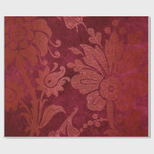 Christmas Burgundy Red Damask Geschenkpapier (Flach)