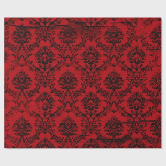 Christmas Burgundy Red Damask Geschenkpapier (Flach)