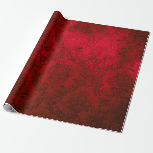 Christmas Burgundy Red Grunge Damask Geschenkpapier