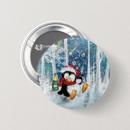 Christmas Button Happy Pinguin (Vorne & Hinten)