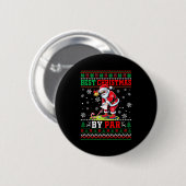 Christmas By Par Santa Sweater Playing Golf Golfer Button (Vorne & Hinten)