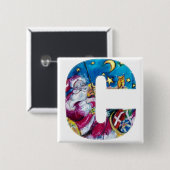 CHRISTMAS C SCHREIBEN / INSPIRIERT SANTA-MONOGRAMM BUTTON (Vorne & Hinten)