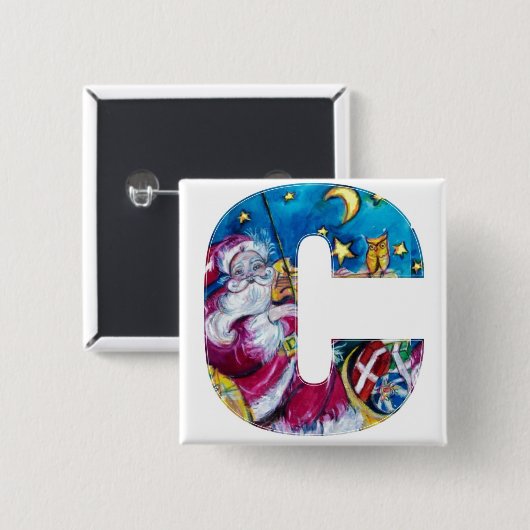 CHRISTMAS C SCHREIBEN / INSPIRIERT SANTA-MONOGRAMM BUTTON (Vorne & Hinten)