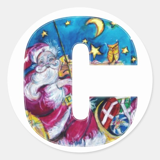 CHRISTMAS C SCHREIBEN / INSPIRIERT SANTA-MONOGRAMM RUNDER AUFKLEBER (Vorderseite)