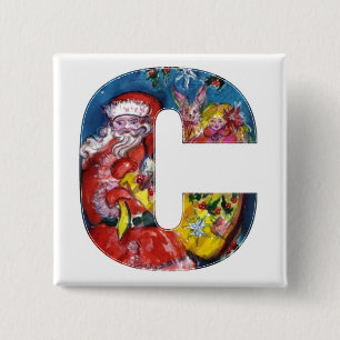 CHRISTMAS C SCHREIBEN / SANTA MIT GIFTMONOGRAMM BUTTON