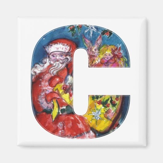 CHRISTMAS C SCHREIBEN / SANTA MIT GIFTMONOGRAMM MAGNET (Vorne)