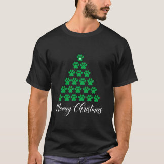 Christmas Ca Cat Paws Weihnachtsbaum Meowy Christm T-Shirt