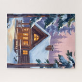 Christmas Cabin Forest Winter Snow Puzzle (Horizontal)