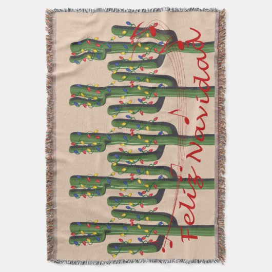 Christmas Cactus Feliz Navidad Decke (Vorderseite Vertikal)